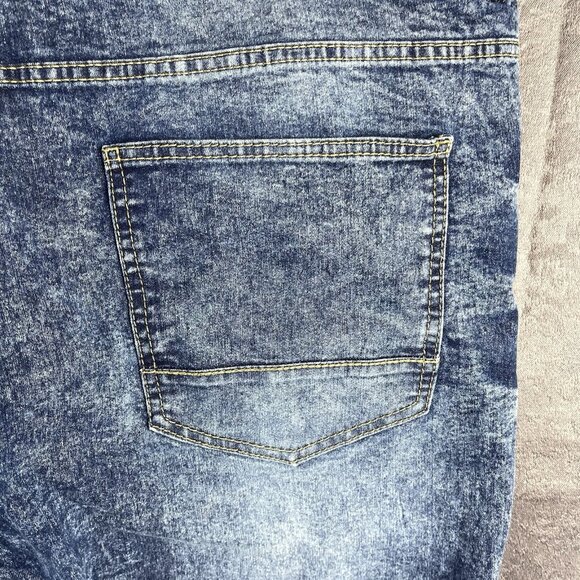 Mens South Pole Jeans Stretch Ribbed Distressed Moto Acid Wash Size 44 (46Wx32L) - Picture 8 of 12